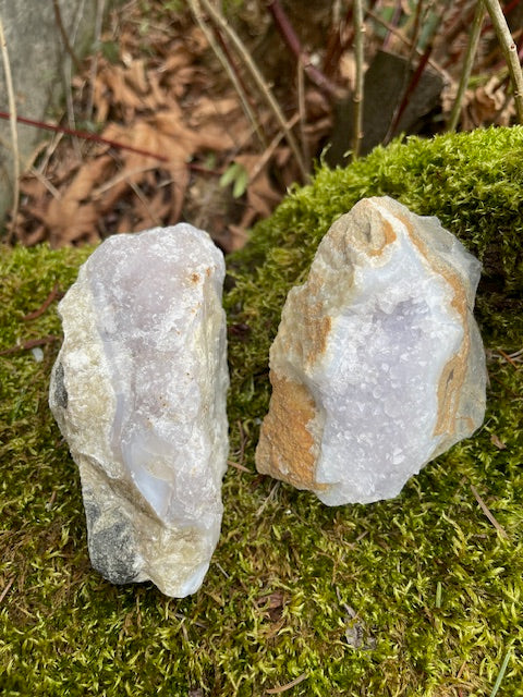 Pink Quartz Duo w/ Blue Agate Banding