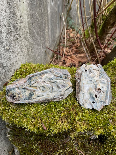 Green Agate Crystal Halves